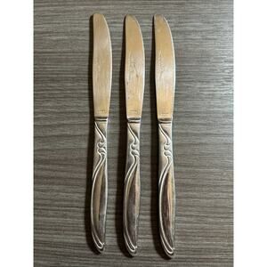 Hull Riptide 3 Dinner Knives Vintage Stainless Steel Flatware Korea Dorzel